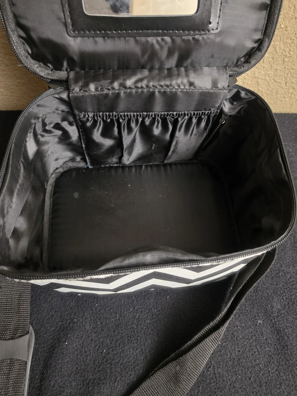 Black and White Chevron Train Case Cosmetic Bag